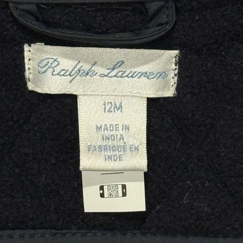 Ralph Lauren Kids Navy Blue Quilted‎ Zip Up Vest 12M